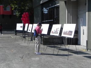 A Neighbor looking at CityU's building plans at Food for Thought