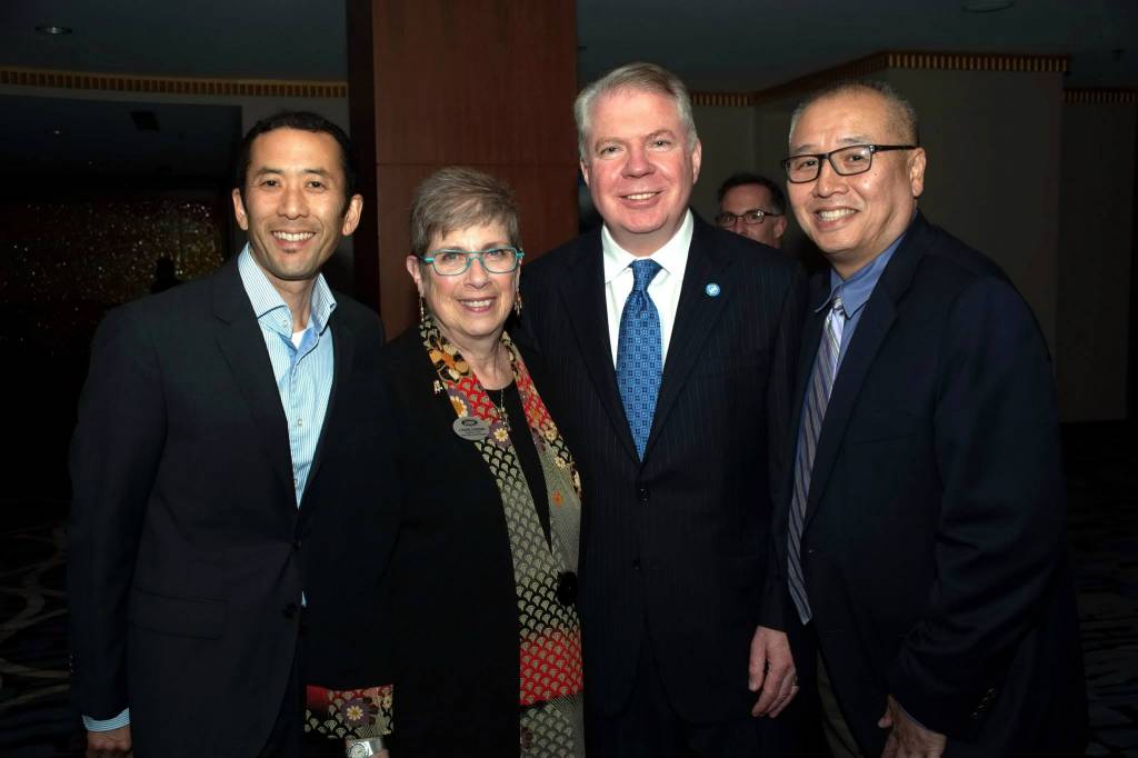 From Left to Right: The Planning and Development Director at Seattle Parks and Rec.  Michael Shiosaki, The CEO of GSBA Louise Chernin, The Mayor Ed Murry, and  Corporate Relations Manager at Seattle University Ernie Lou.