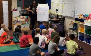 First grade teacher Andrea Piatz leads a Sanford Harmony lesson with her students at John Campbell Primary in Selah, Washington.