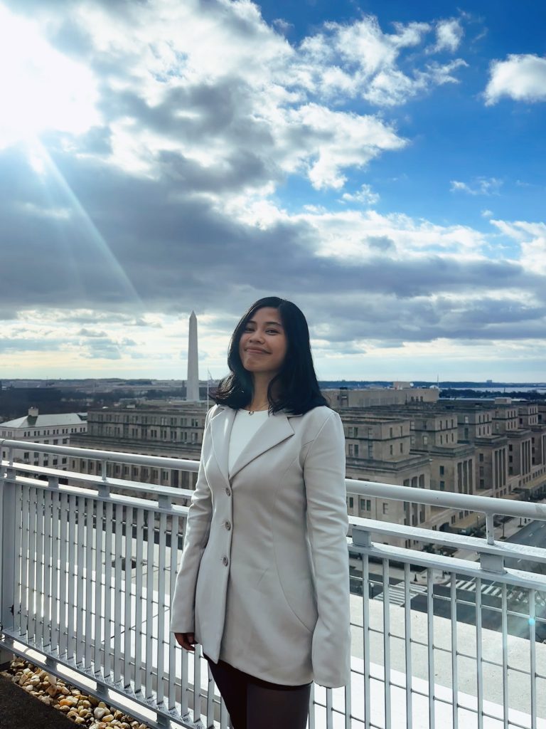student stories spotlight Christine in DC on a trip to up to us